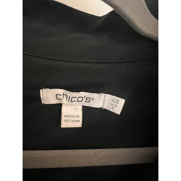 Chico's Whimsigoth Poplin Lace Grommet Midi Dress Black Sz 6 asymmetrical Witchy - Picture 7 of 11